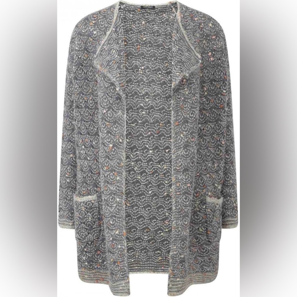 Marina Rinaldi Miele Knit Cardigan Grey Confetti Multicolor Size M  US 16W